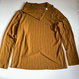 Rafaella Women’s Cowl Neck Sweater Size S Wheat Heather Viscose Blend